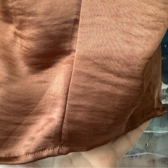NWT Zara Brown Draped Satin Effect Top - Picture 13 of 15